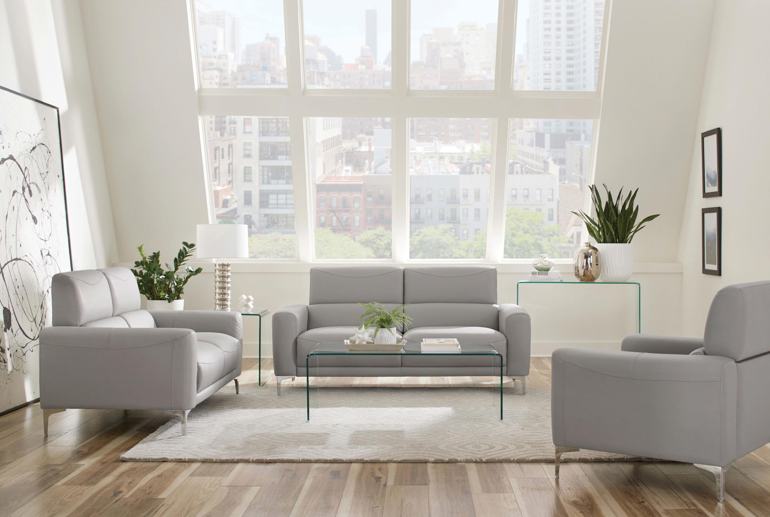 Glenmark Upholstered Track Arm Loveseat Taupe