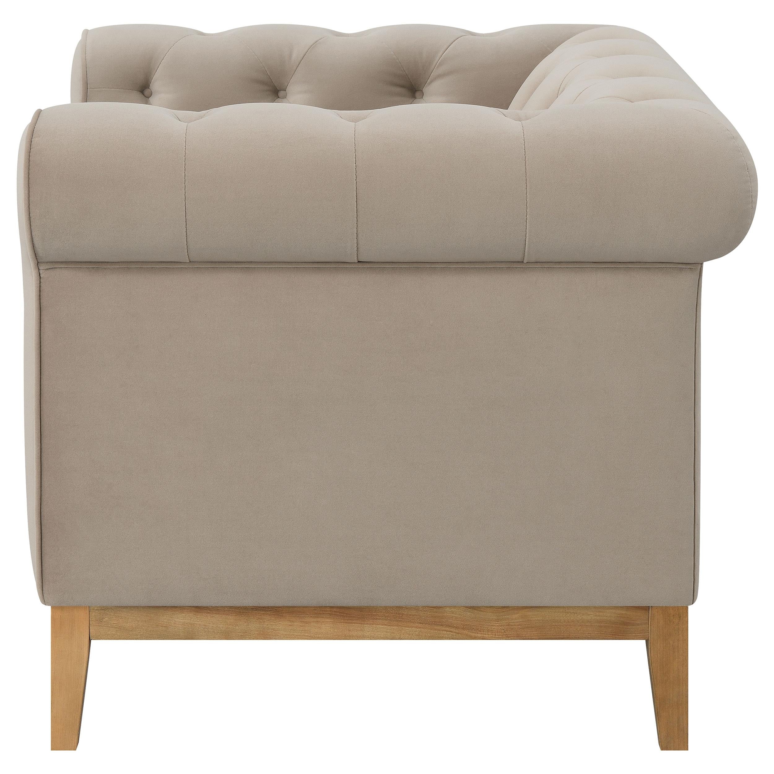Sandrine Upholstered Rolled Arm Tufted Accent Chair Camel