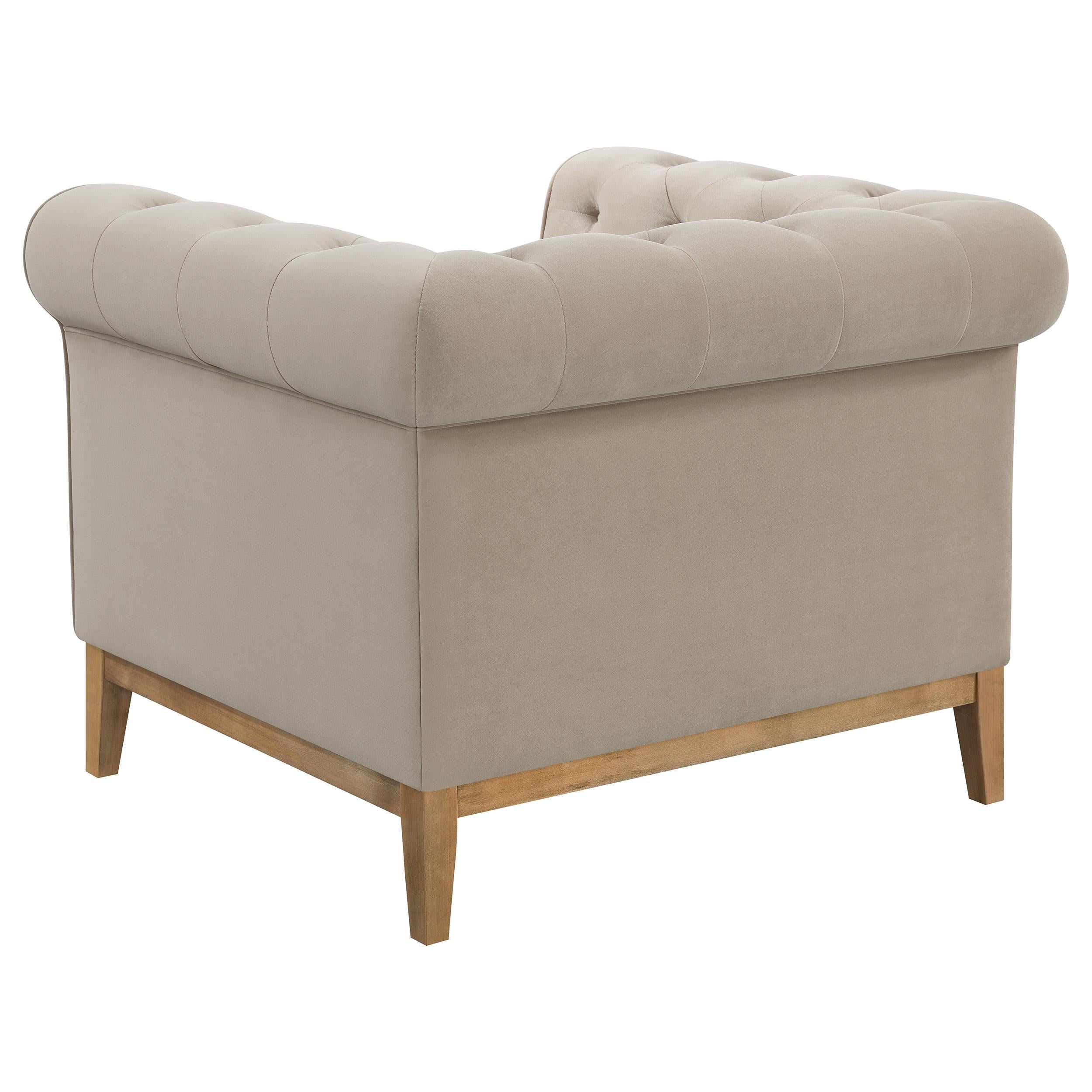 Sandrine Upholstered Rolled Arm Tufted Accent Chair Camel