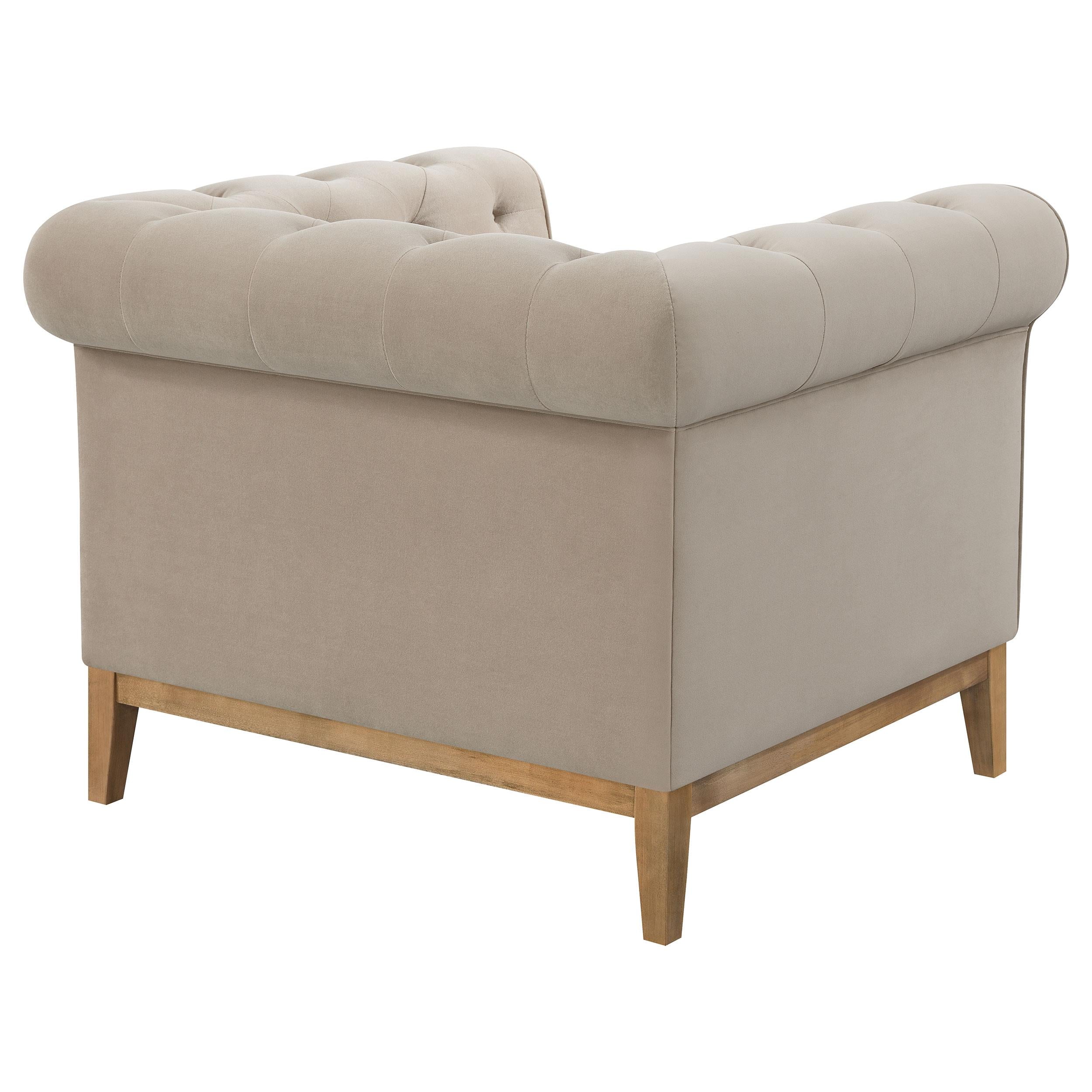 Sandrine Upholstered Rolled Arm Tufted Accent Chair Camel