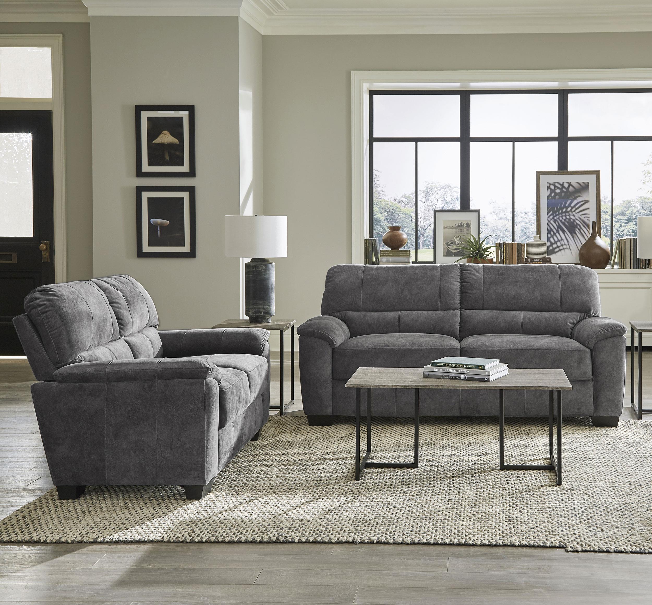 Hartsook 2-piece Upholstered Sofa Set Charcoal Grey