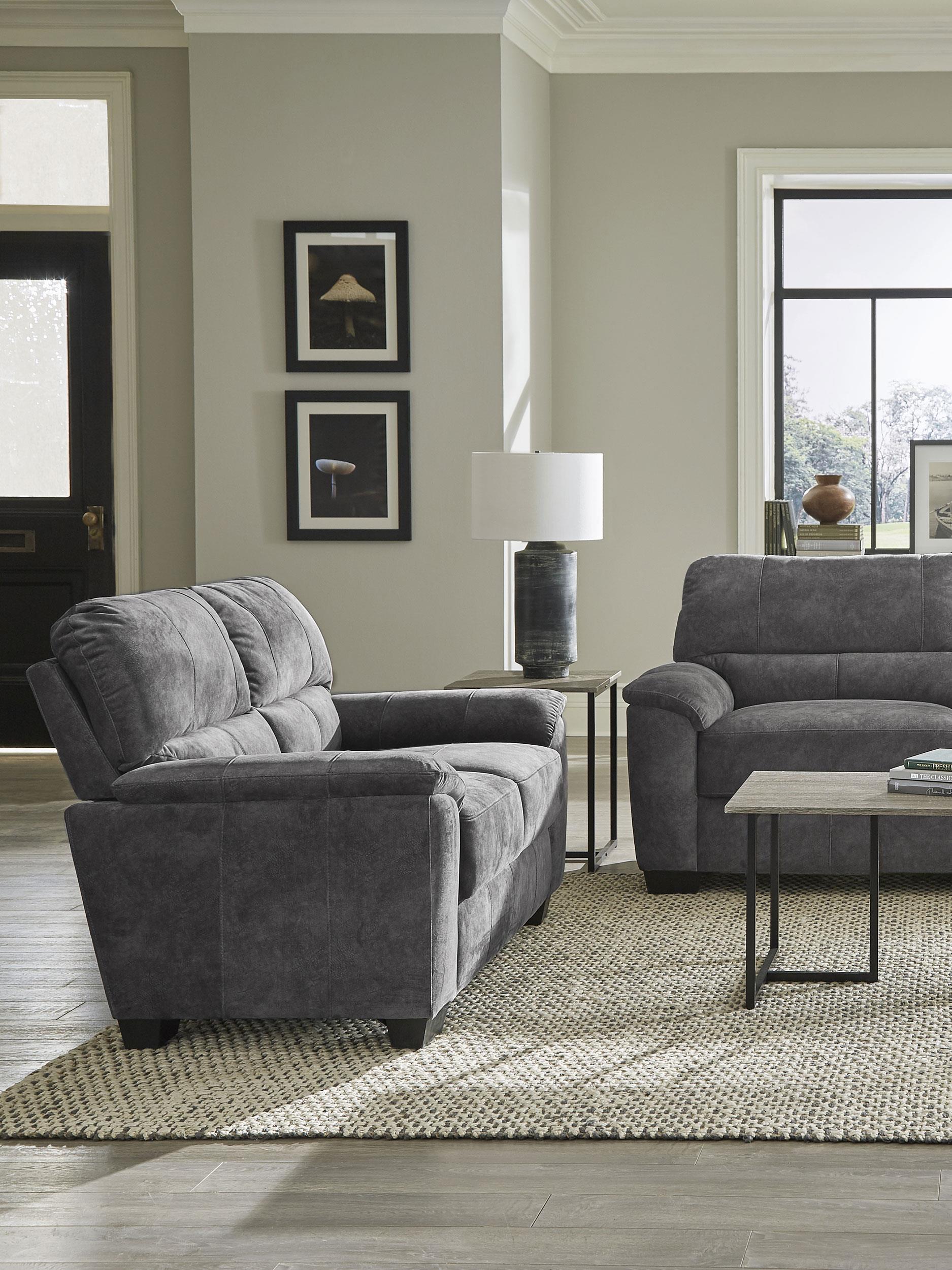 Hartsook Upholstered Padded Arm Loveseat Charcoal Grey