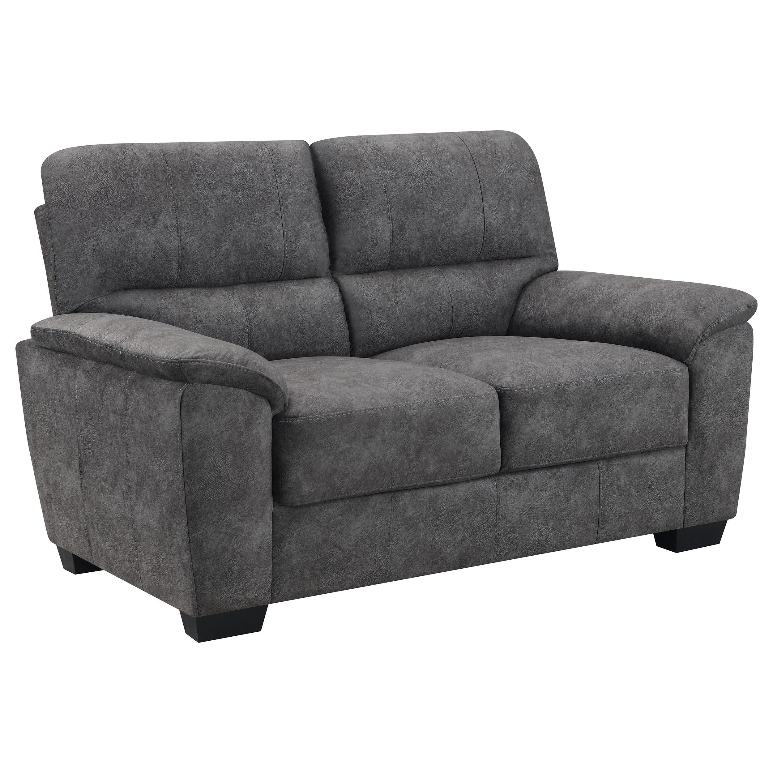 Hartsook Upholstered Padded Arm Loveseat Charcoal Grey