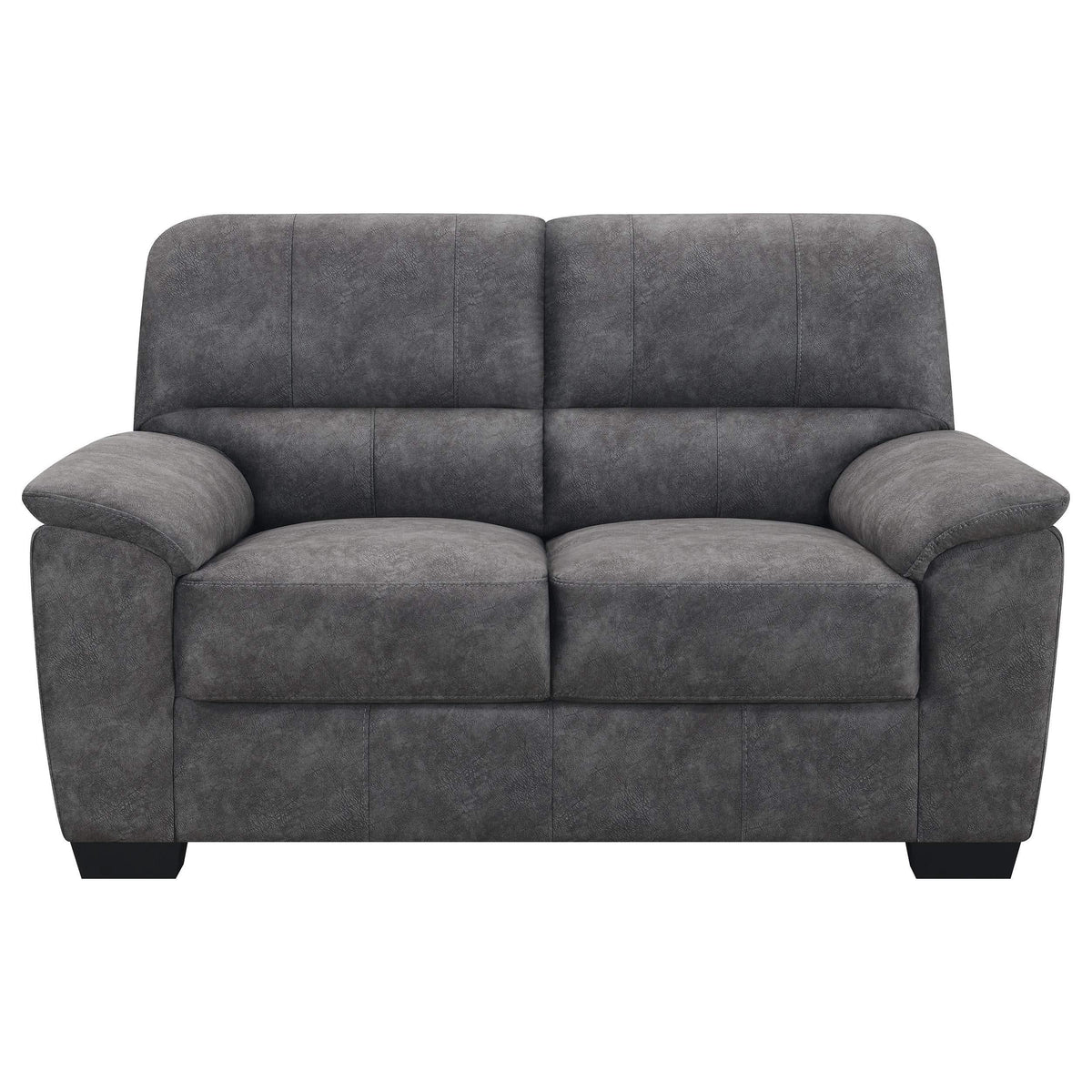 Hartsook Upholstered Padded Arm Loveseat Charcoal Grey