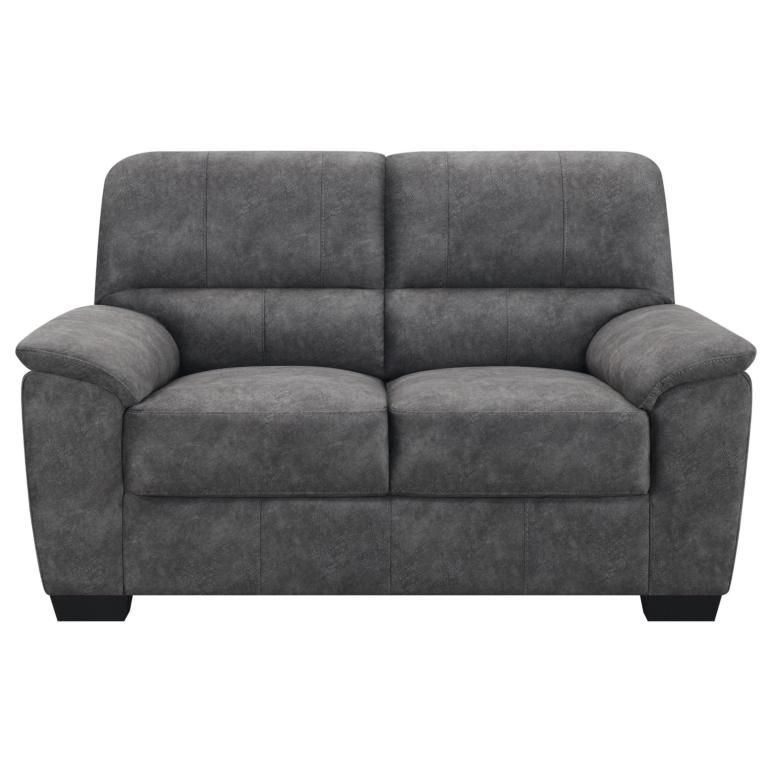 Hartsook Upholstered Padded Arm Loveseat Charcoal Grey