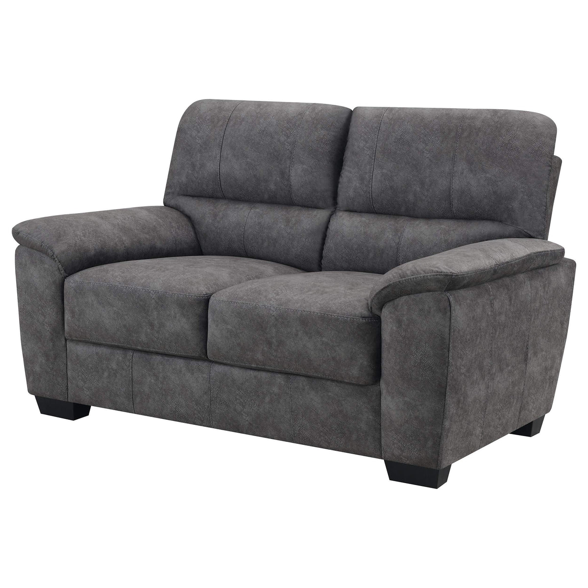 Hartsook Upholstered Padded Arm Loveseat Charcoal Grey