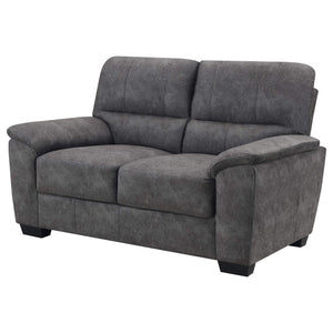Hartsook Upholstered Padded Arm Loveseat Charcoal Grey