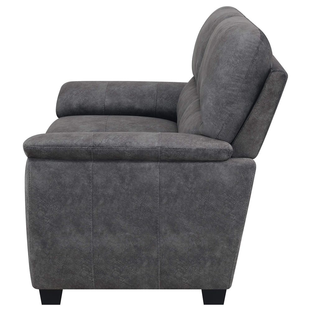 Hartsook Upholstered Padded Arm Loveseat Charcoal Grey