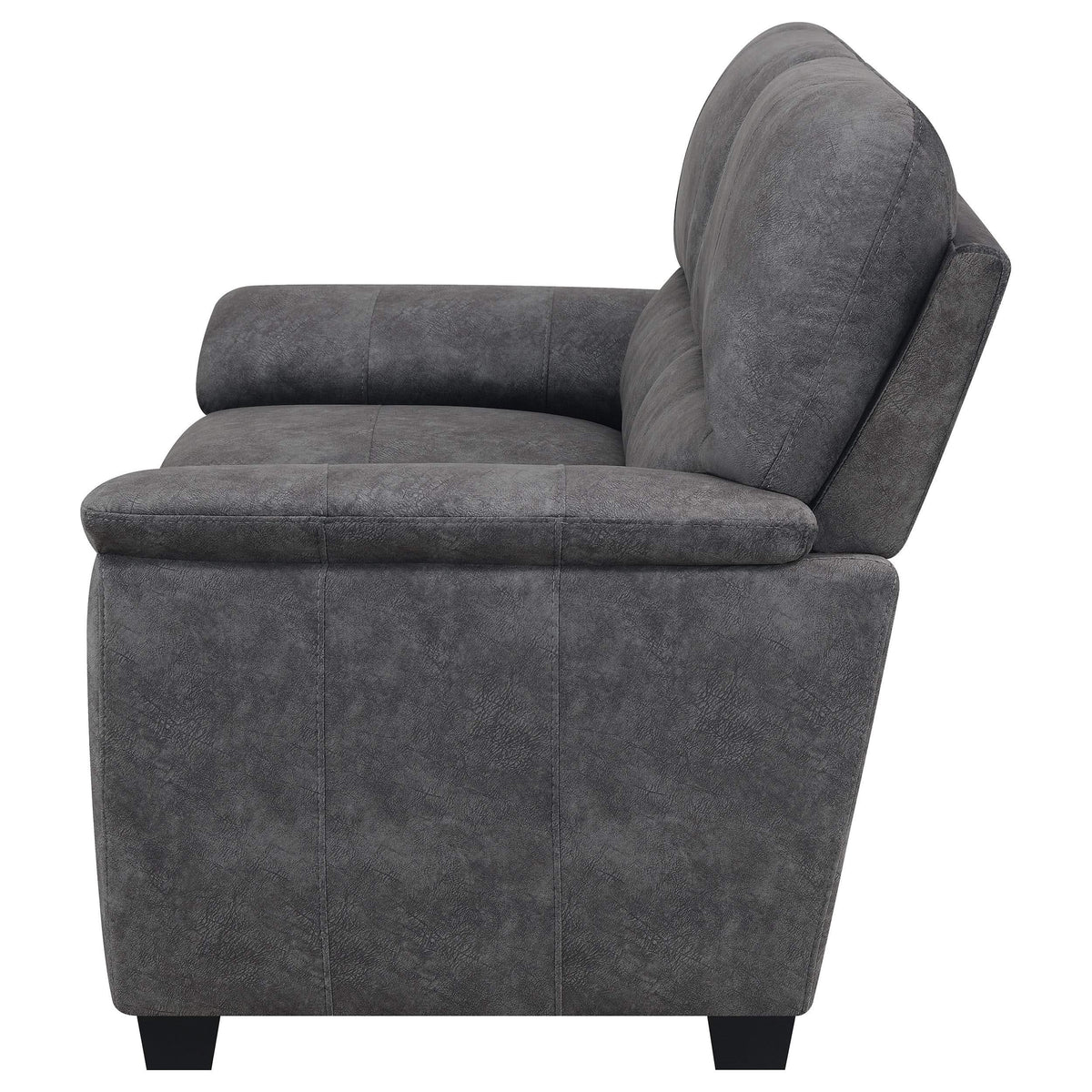 Hartsook Upholstered Padded Arm Loveseat Charcoal Grey
