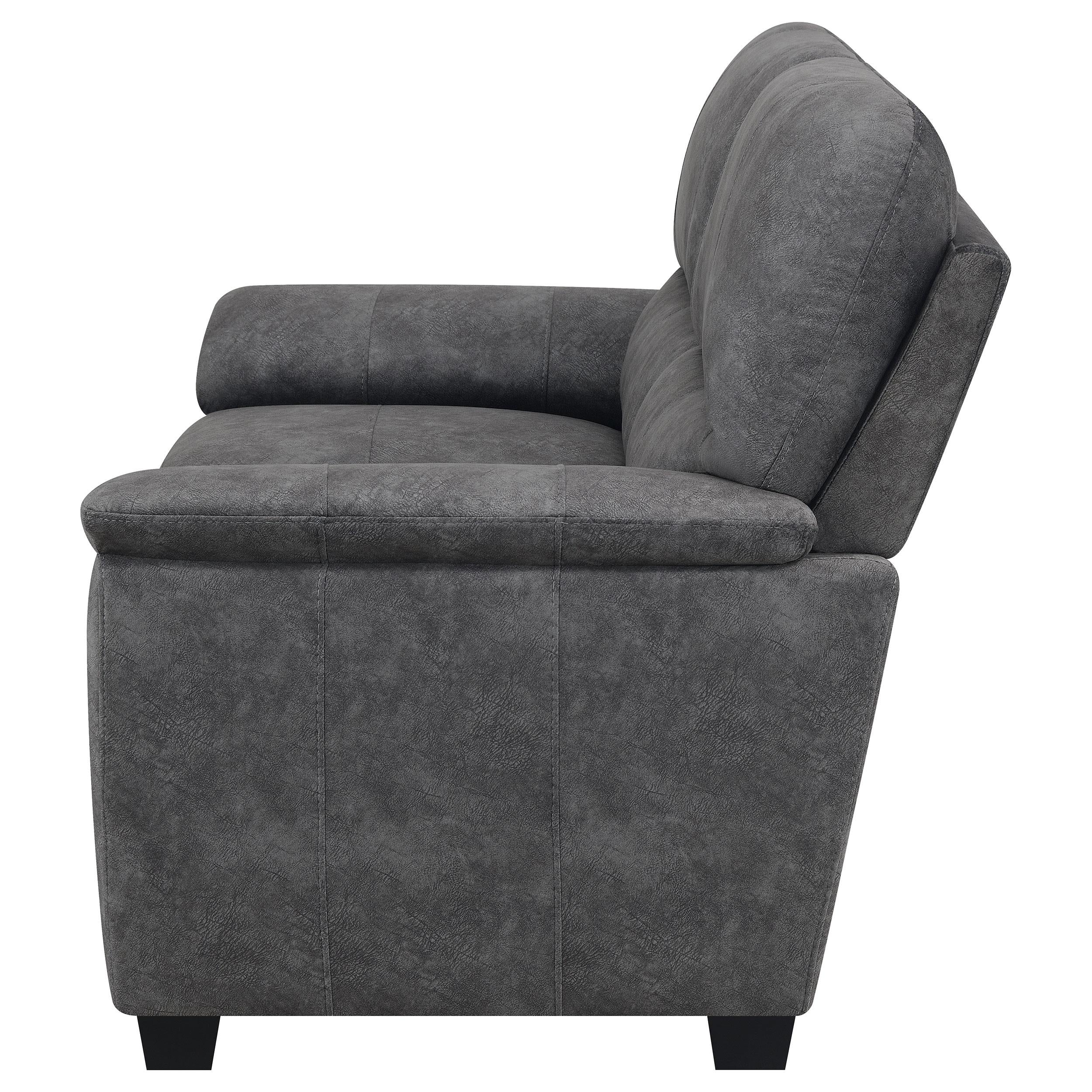 Hartsook Upholstered Padded Arm Loveseat Charcoal Grey