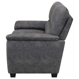 Hartsook Upholstered Padded Arm Loveseat Charcoal Grey