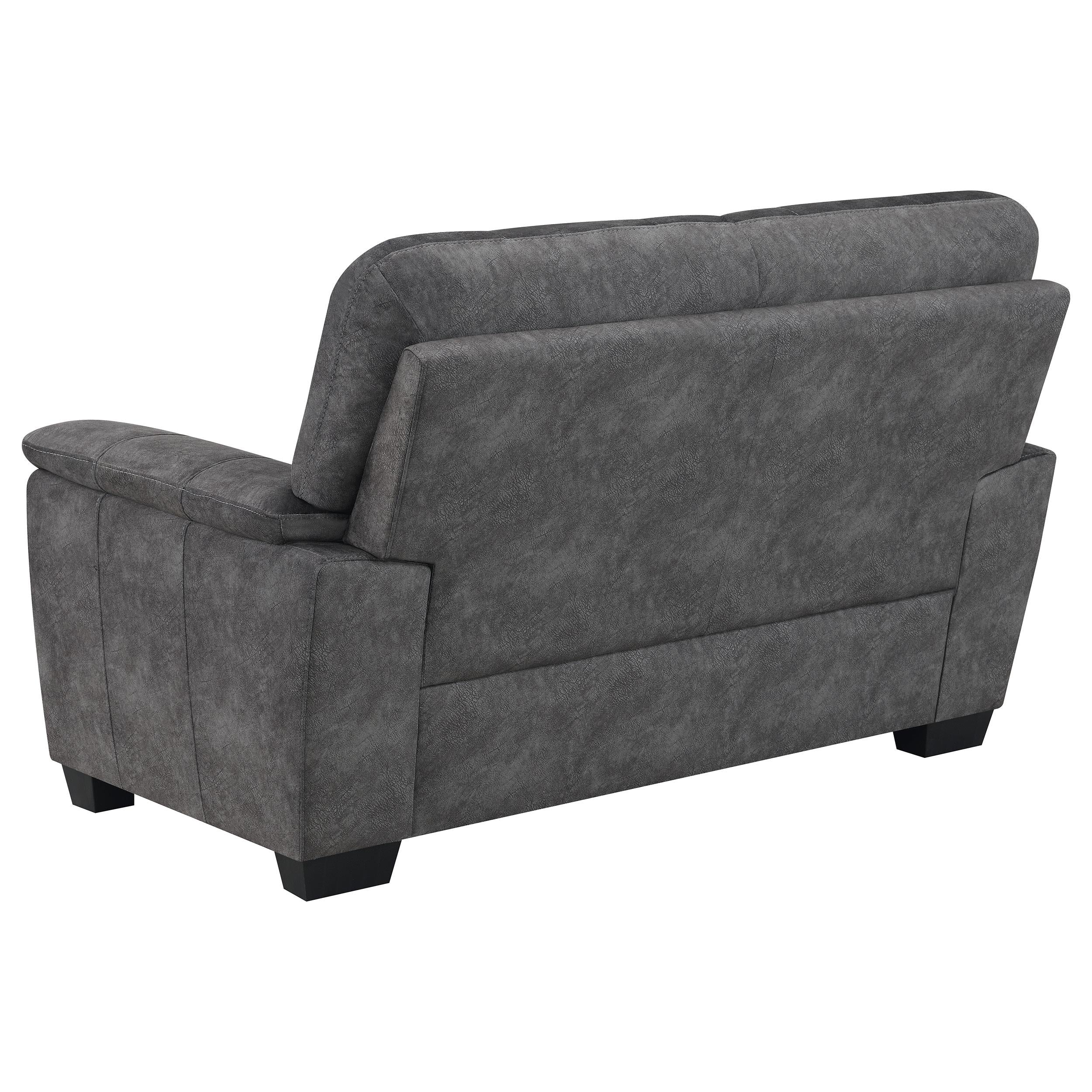 Hartsook Upholstered Padded Arm Loveseat Charcoal Grey