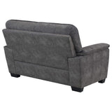 Hartsook Upholstered Padded Arm Loveseat Charcoal Grey