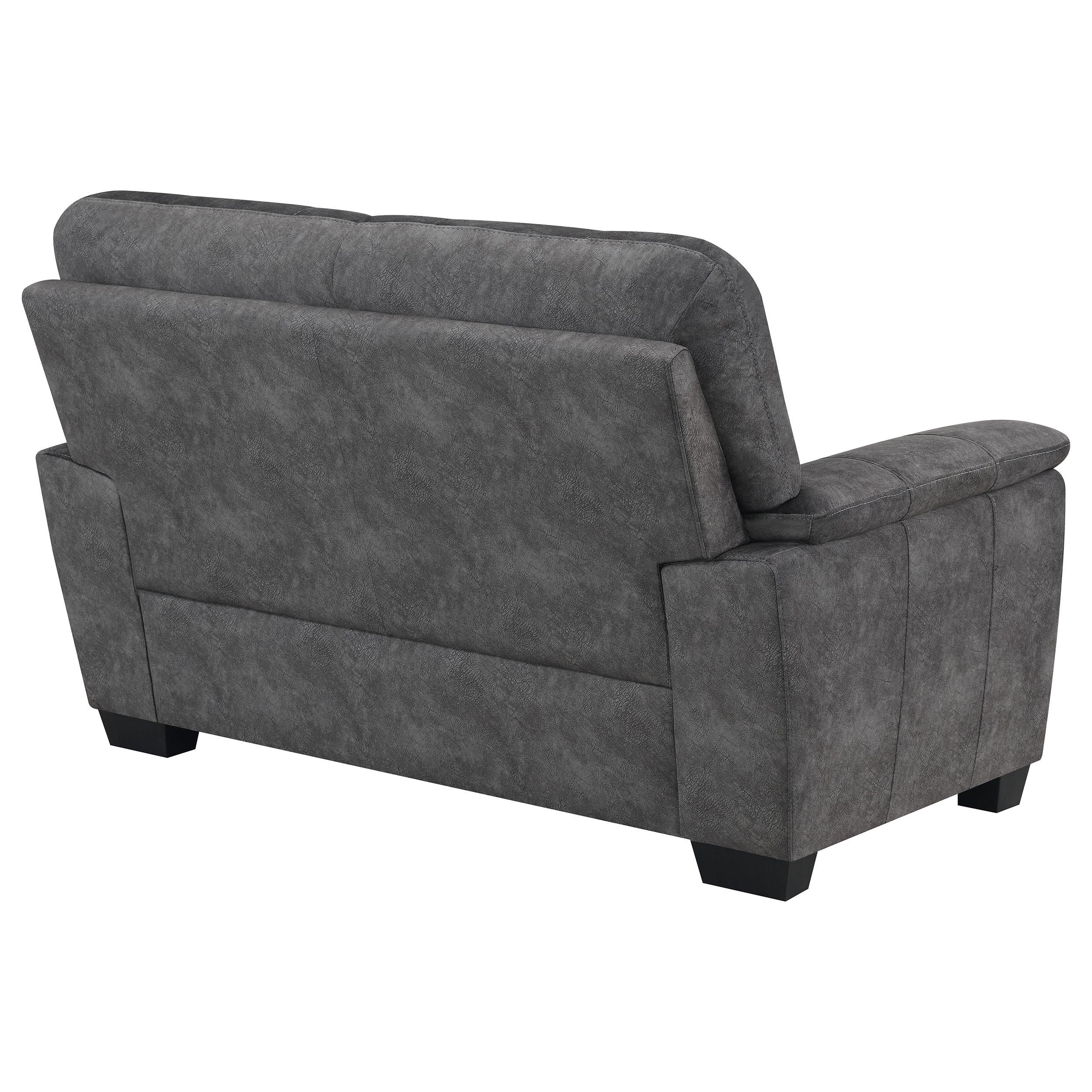 Hartsook Upholstered Padded Arm Loveseat Charcoal Grey