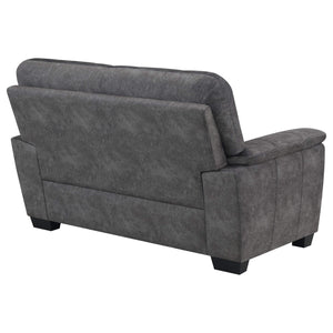 Hartsook Upholstered Padded Arm Loveseat Charcoal Grey