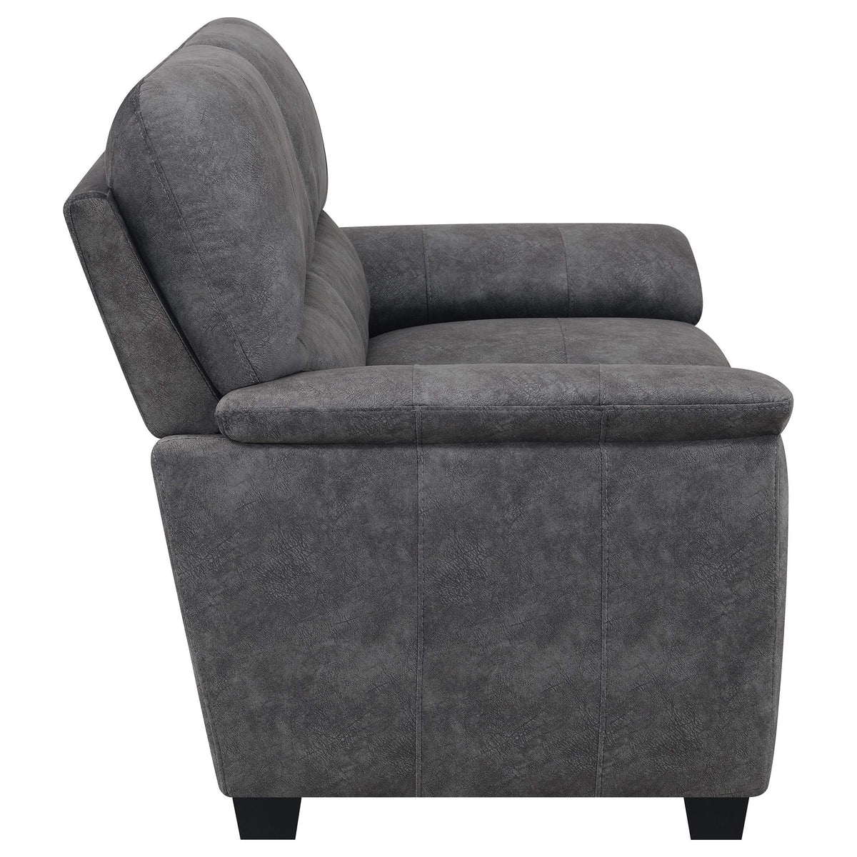 Hartsook Upholstered Padded Arm Loveseat Charcoal Grey