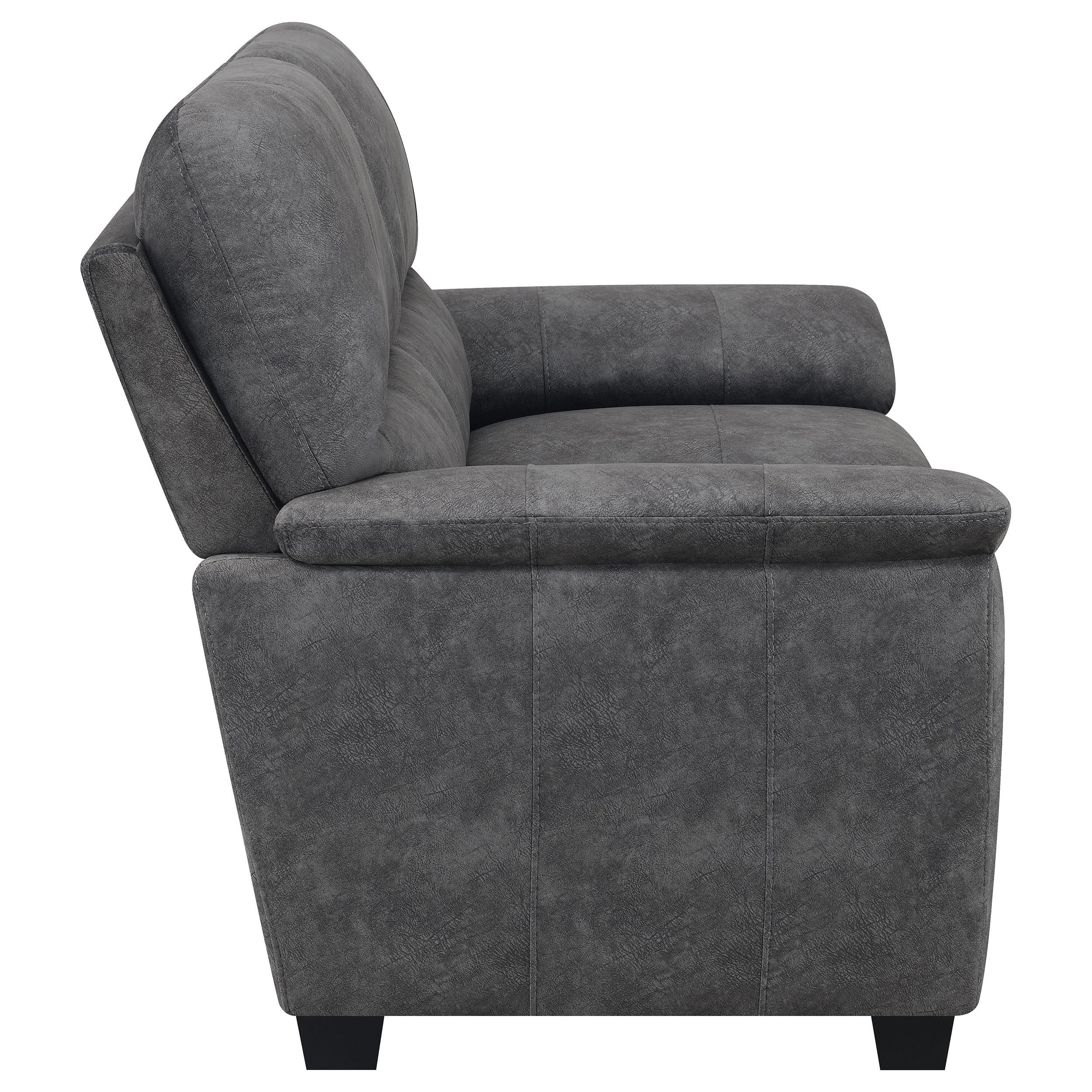 Hartsook Upholstered Padded Arm Loveseat Charcoal Grey