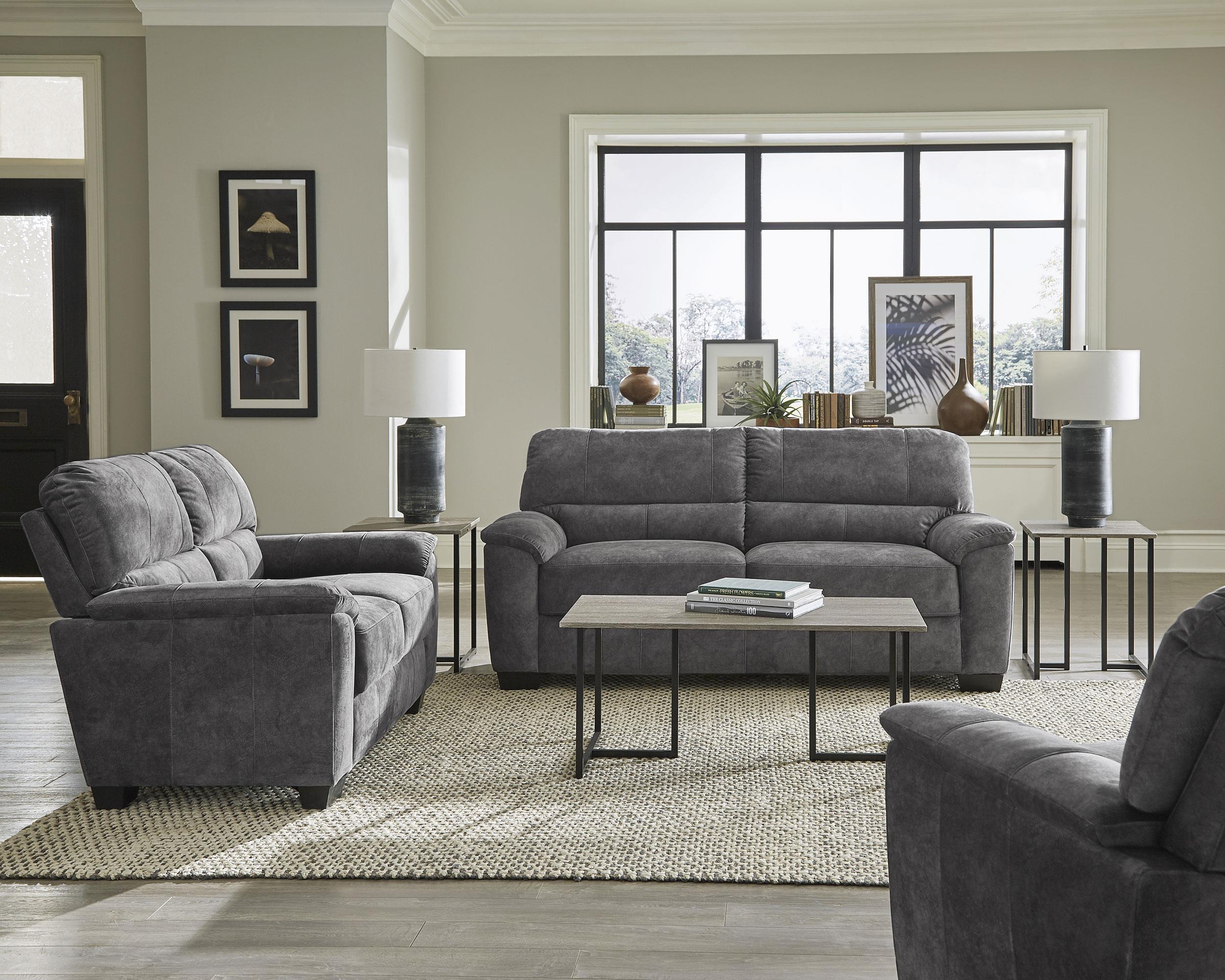 Hartsook Upholstered Padded Arm Loveseat Charcoal Grey