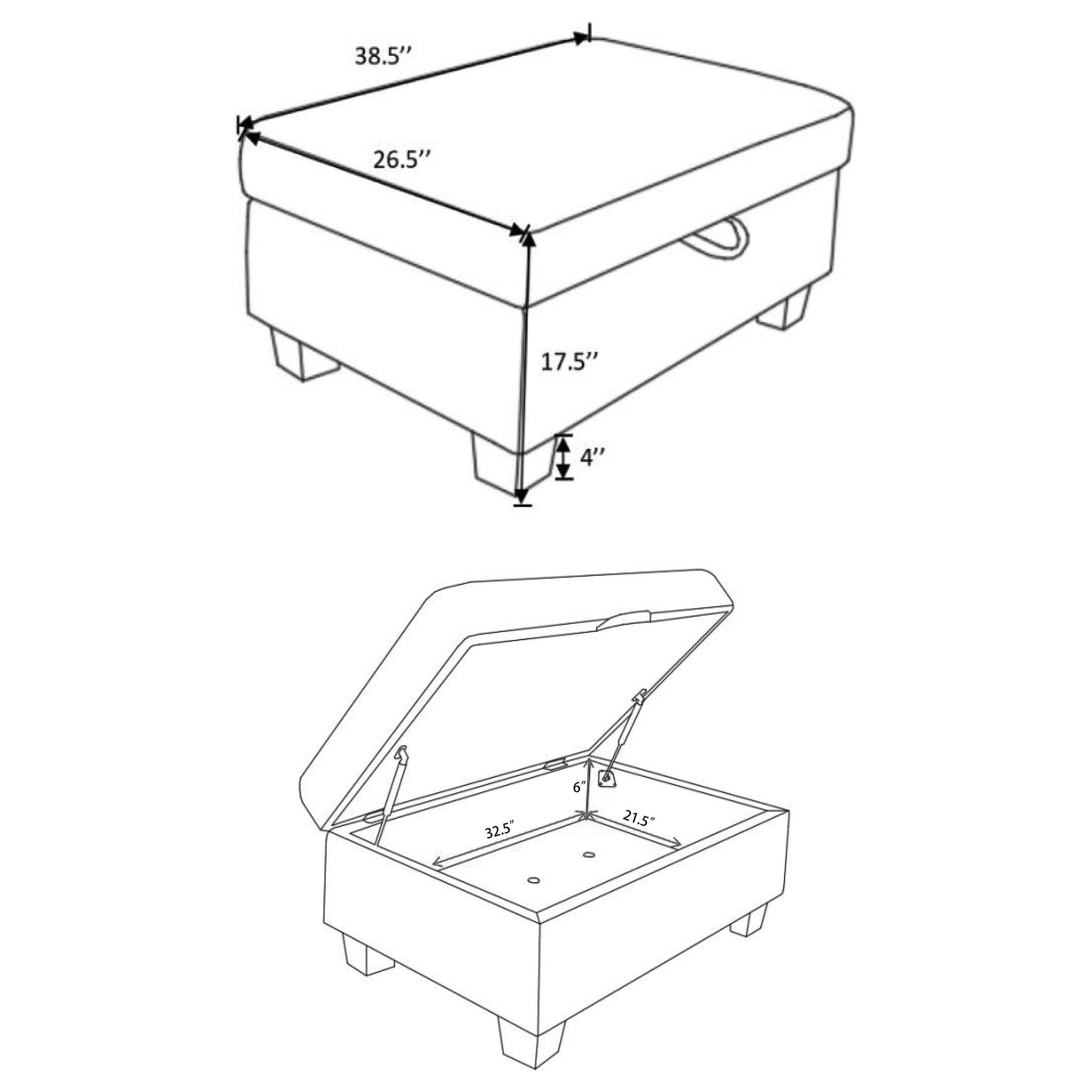Whitson Rectangular Upholstered Storage Ottoman Stone