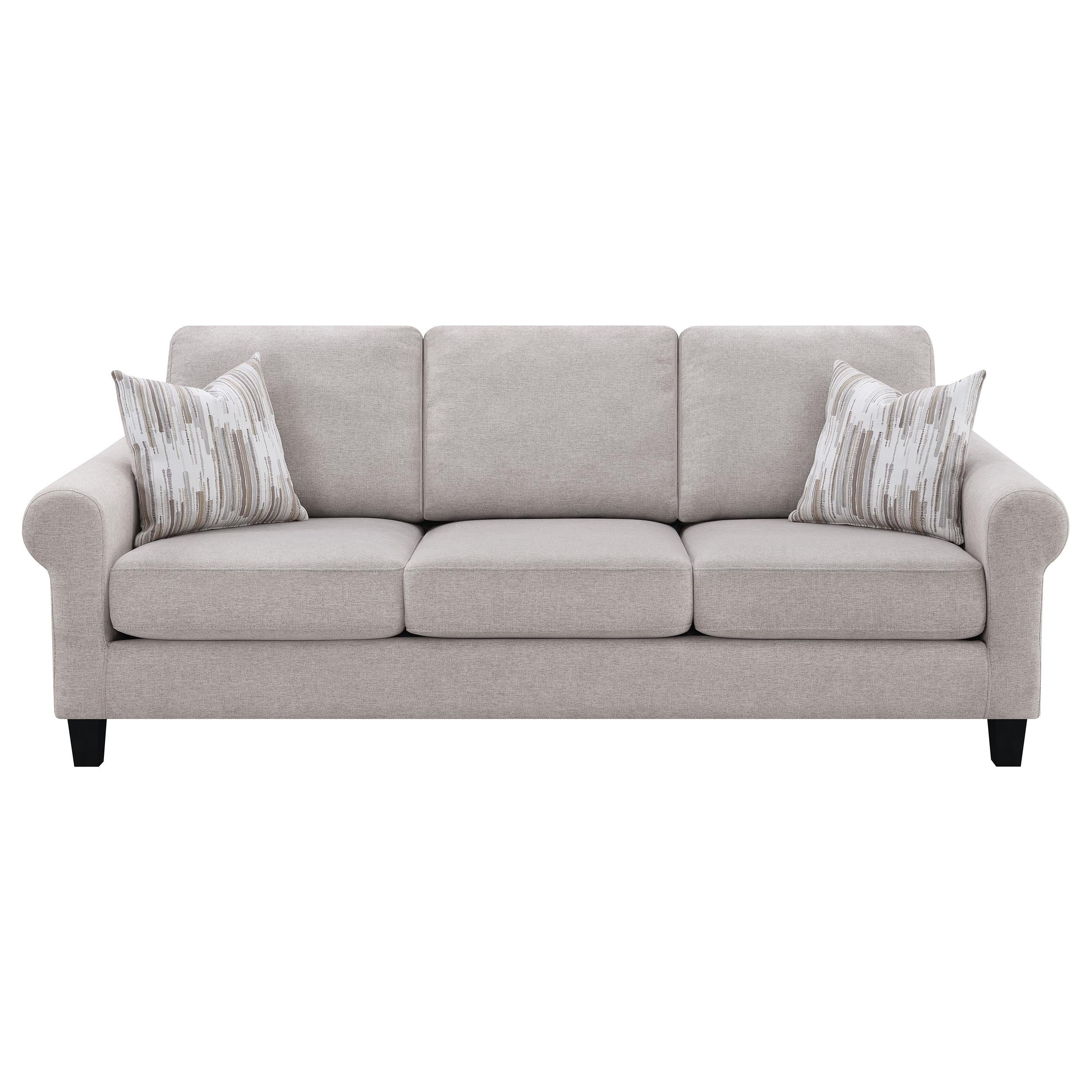 Nadine Upholstered Round Arm Sofa Oatmeal