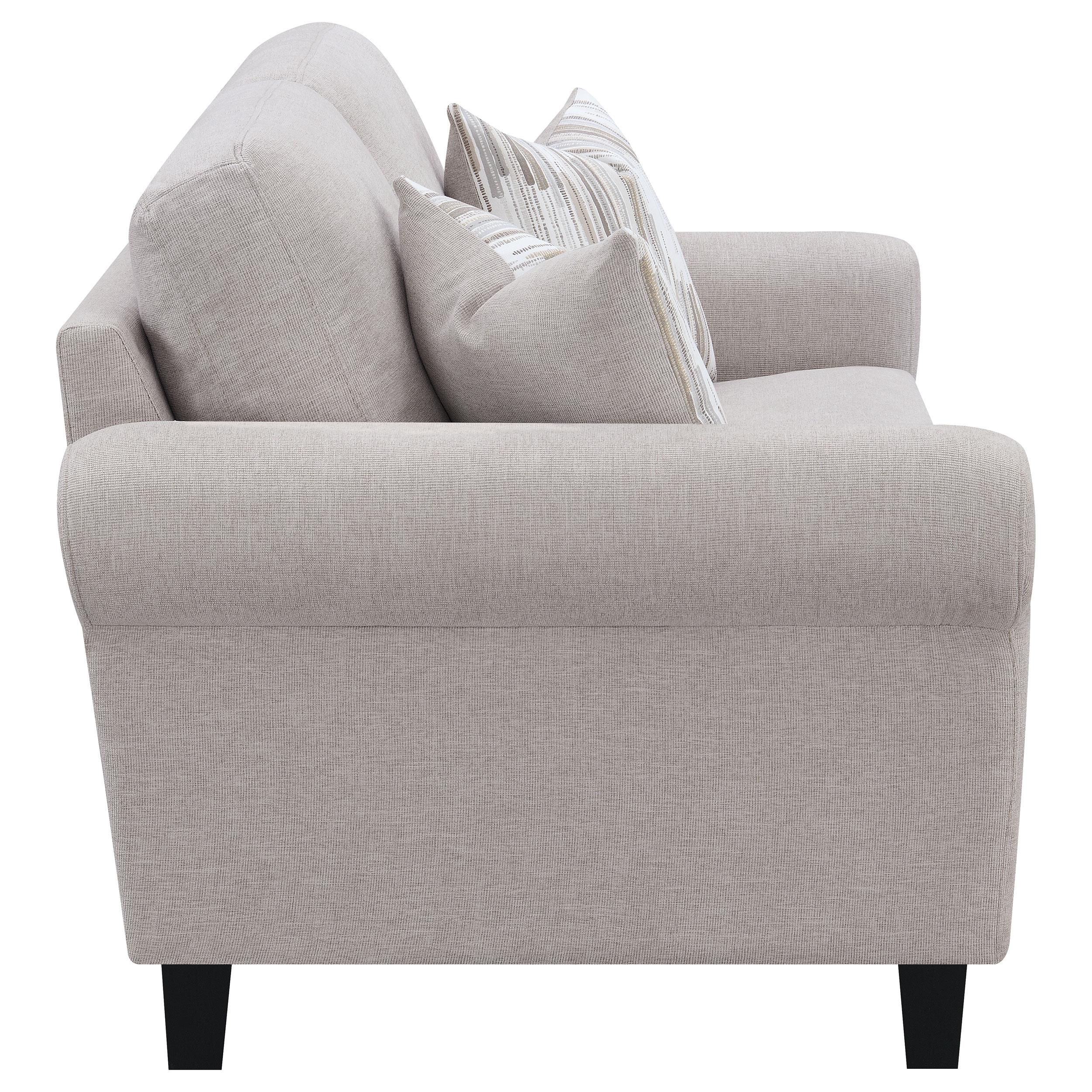 Nadine Upholstered Round Arm Loveseat Oatmeal