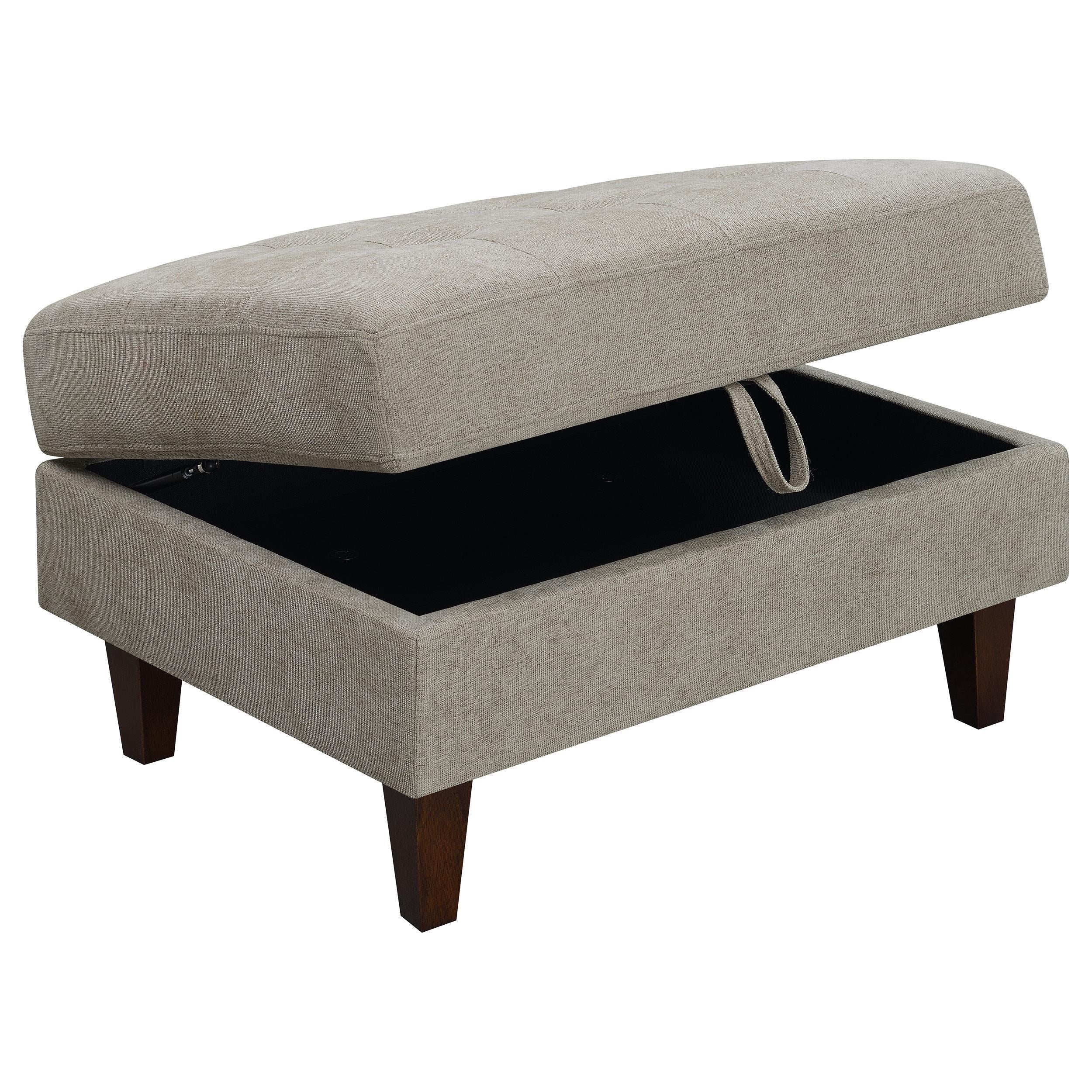 Barton Rectangular Upholstered Storage Ottoman Toast