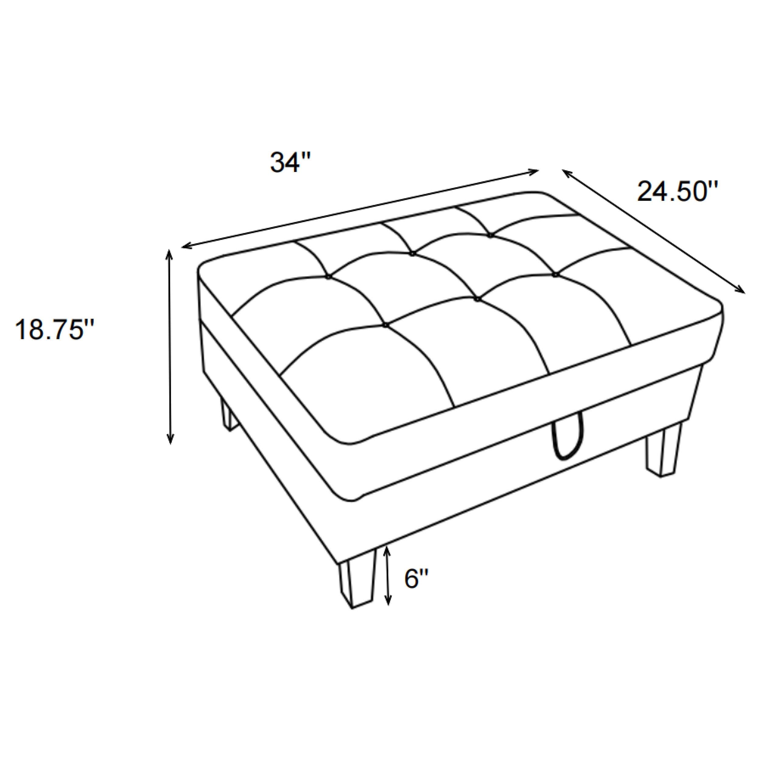 Barton Rectangular Upholstered Storage Ottoman Toast