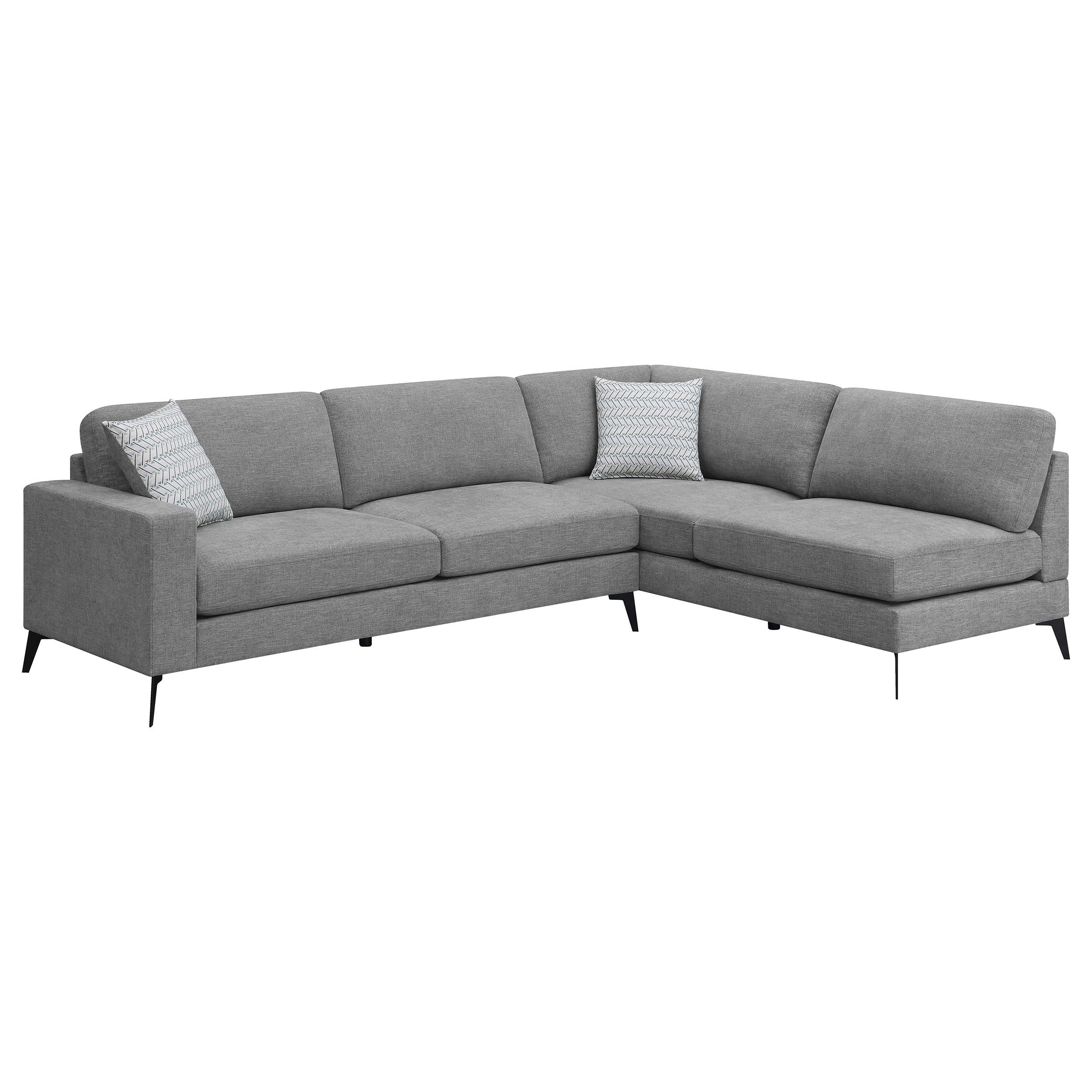 Clint Upholstered Track Arm Sectional Sofa Grey