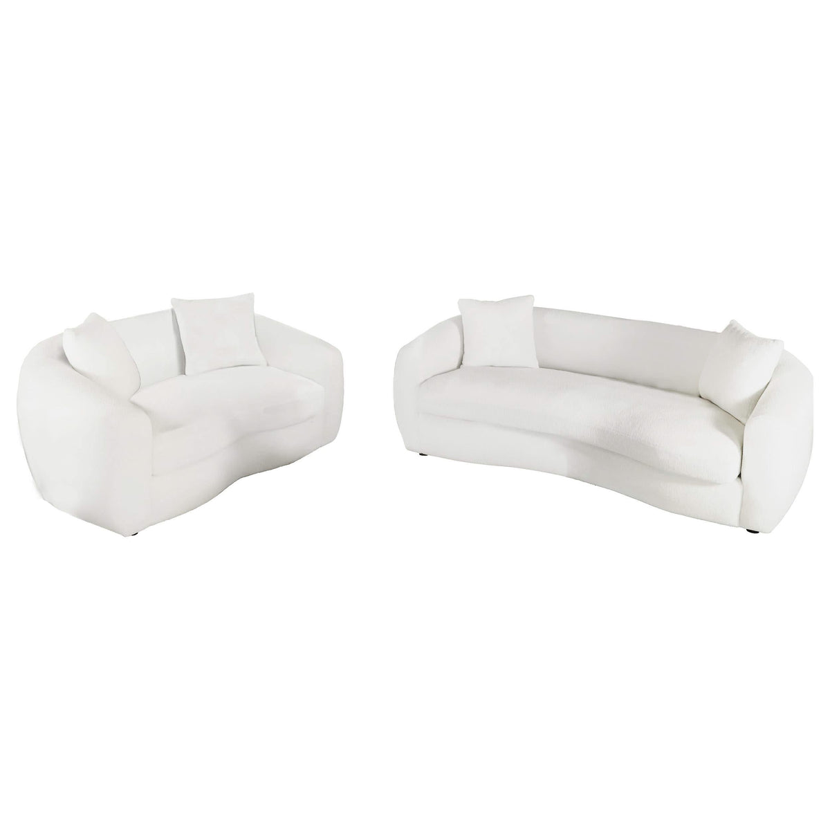 Conjunto de sofá Isabella de 2 piezas tapizado en piel de oveja sintética color natural