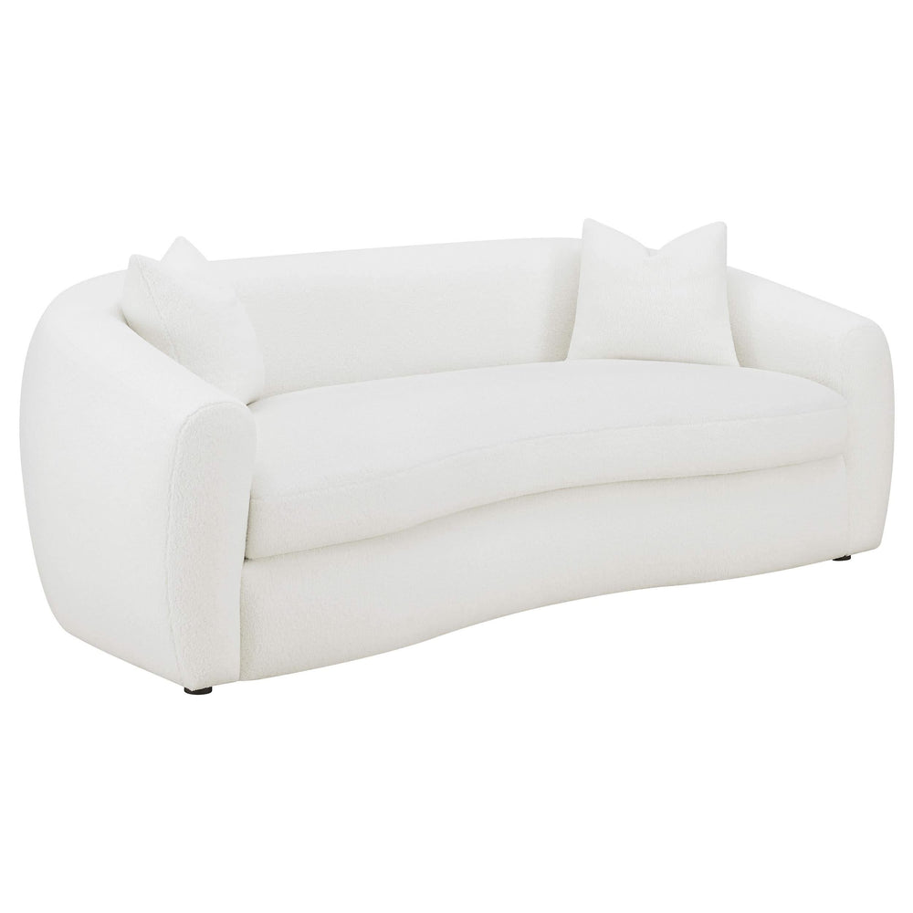Conjunto de sofá Isabella de 2 piezas tapizado en piel de oveja sintética color natural