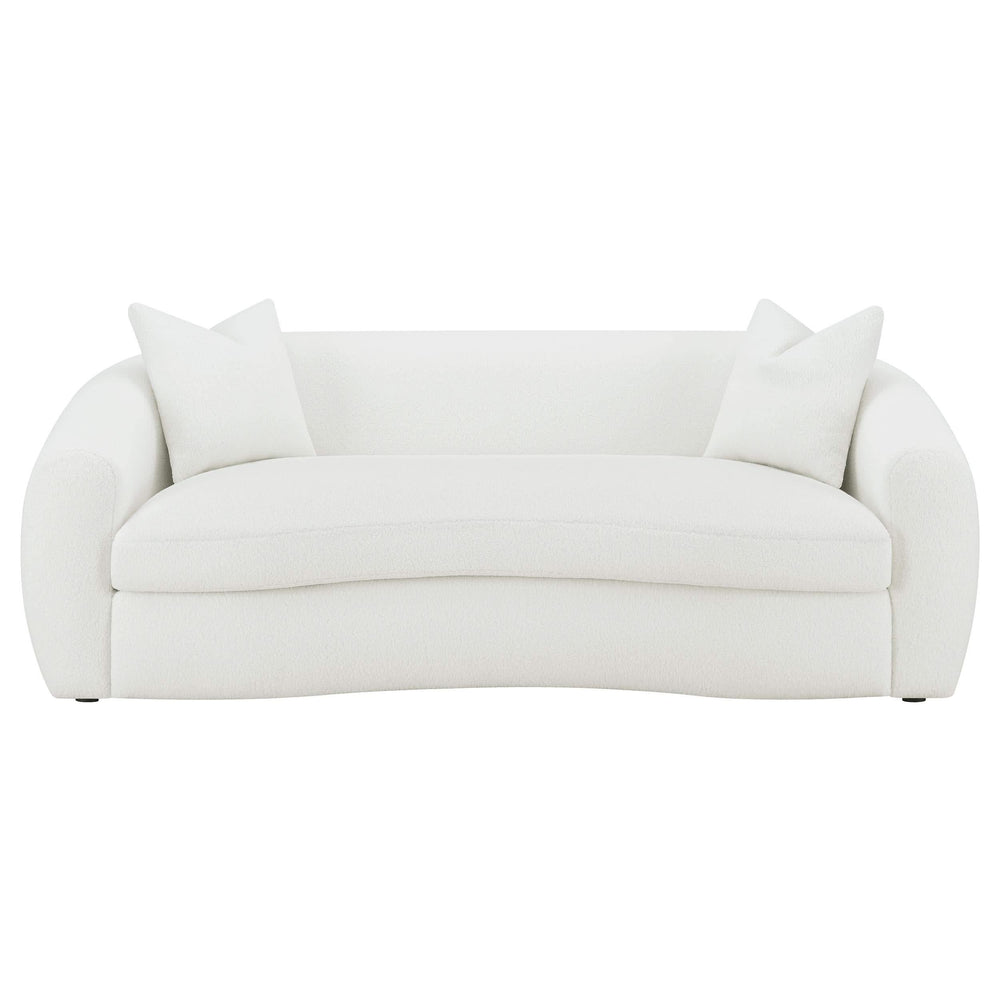 Conjunto de sofá Isabella de 2 piezas tapizado en piel de oveja sintética color natural