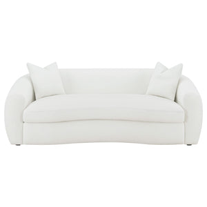 Conjunto de sofá Isabella de 2 piezas tapizado en piel de oveja sintética color natural