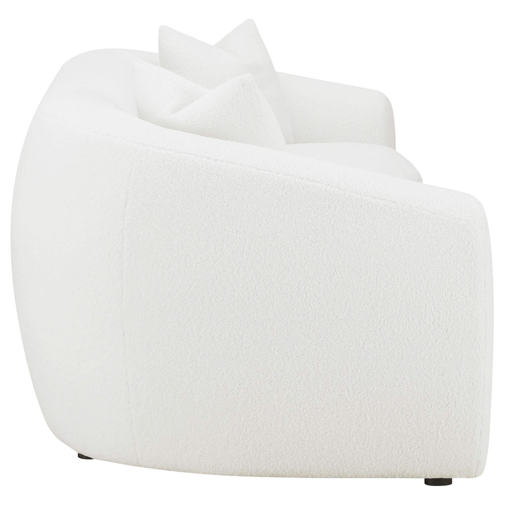 Conjunto de sofá Isabella de 2 piezas tapizado en piel de oveja sintética color natural