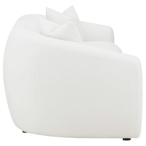 Conjunto de sofá Isabella de 2 piezas tapizado en piel de oveja sintética color natural