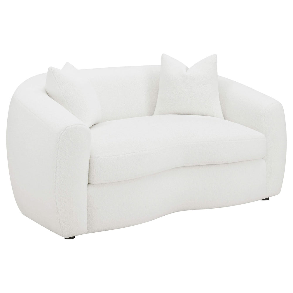 Conjunto de sofá Isabella de 2 piezas tapizado en piel de oveja sintética color natural