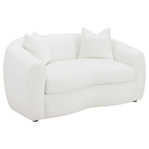 Conjunto de sofá Isabella de 2 piezas tapizado en piel de oveja sintética color natural