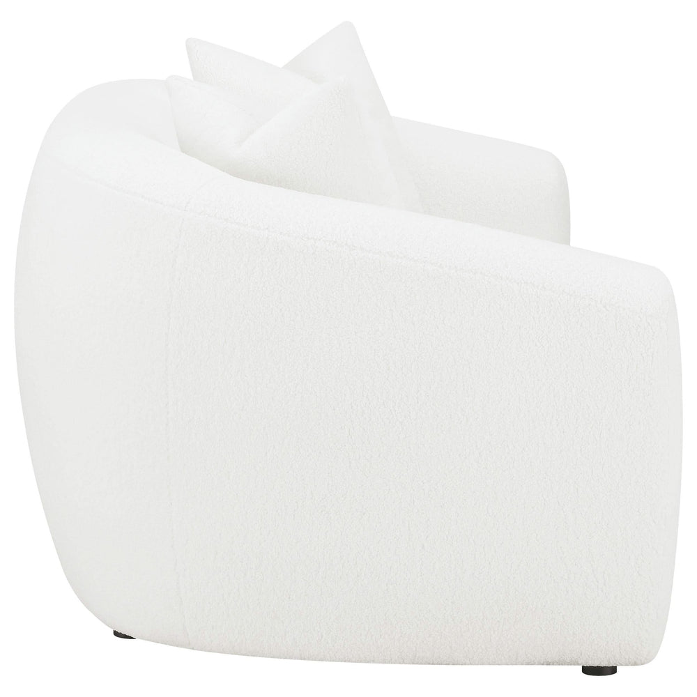 Conjunto de sofá Isabella de 2 piezas tapizado en piel de oveja sintética color natural