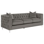 Phoebe Upholstered Tuxedo Arm Tufted Sofa Urban Bronze