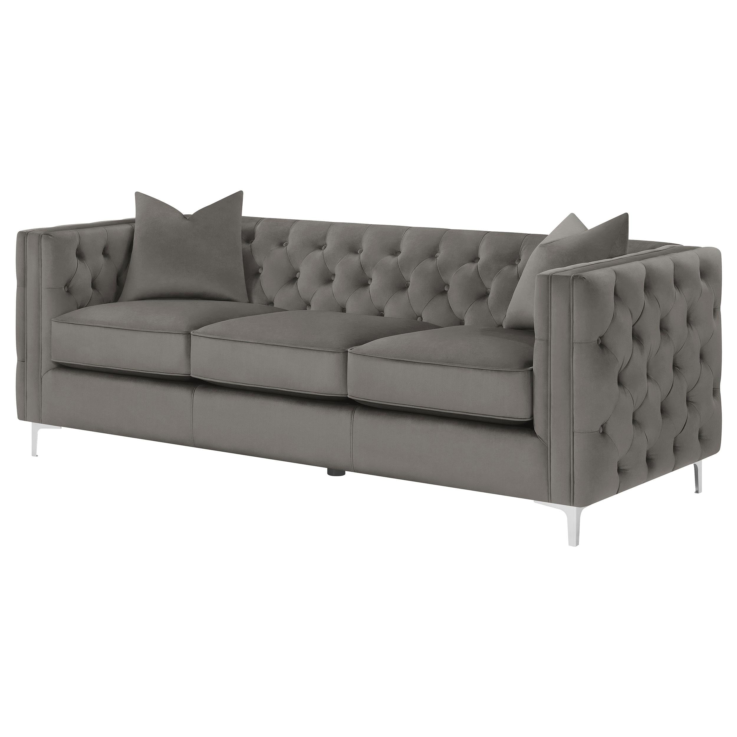 Phoebe Upholstered Tuxedo Arm Tufted Sofa Urban Bronze