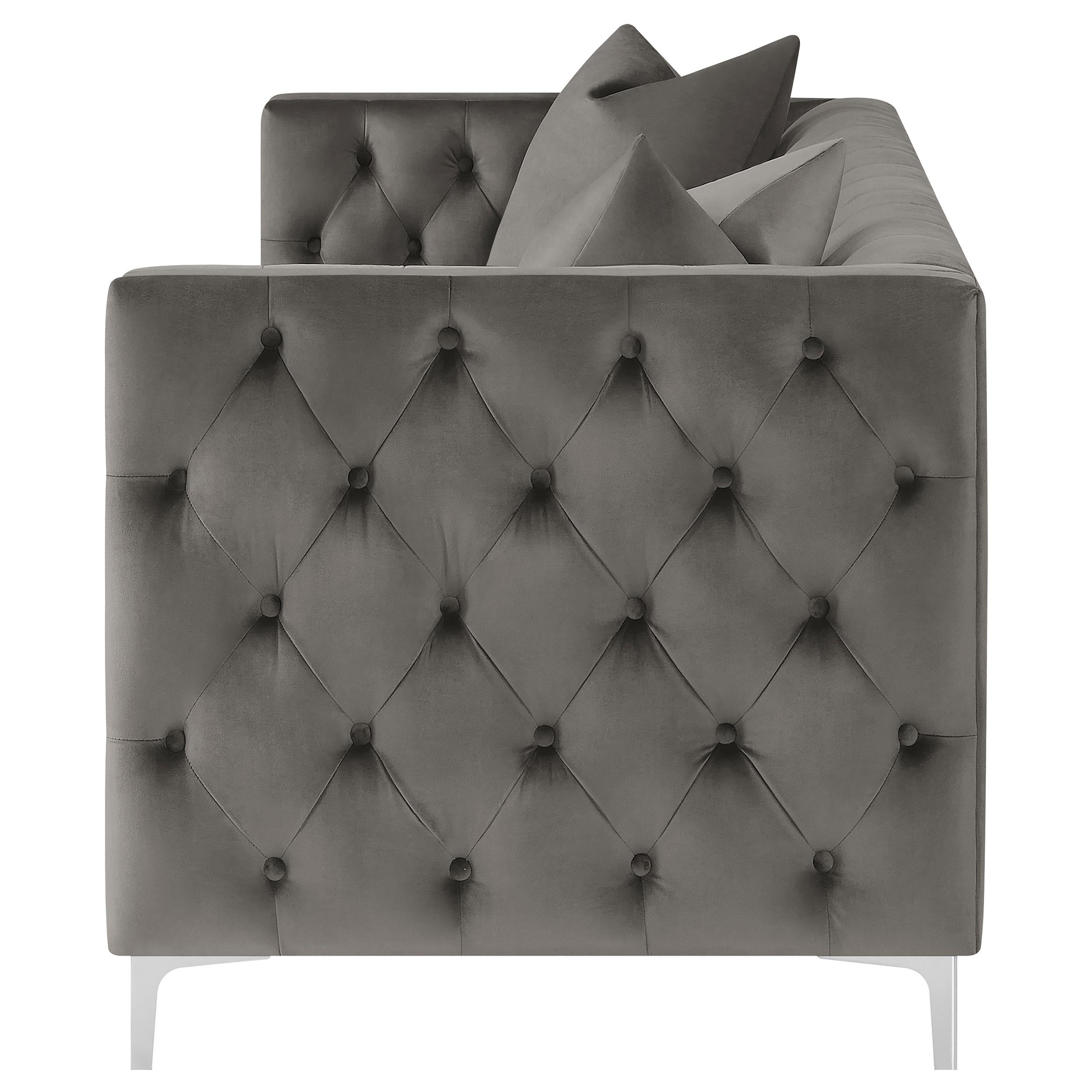 Phoebe Upholstered Tuxedo Arm Tufted Sofa Urban Bronze