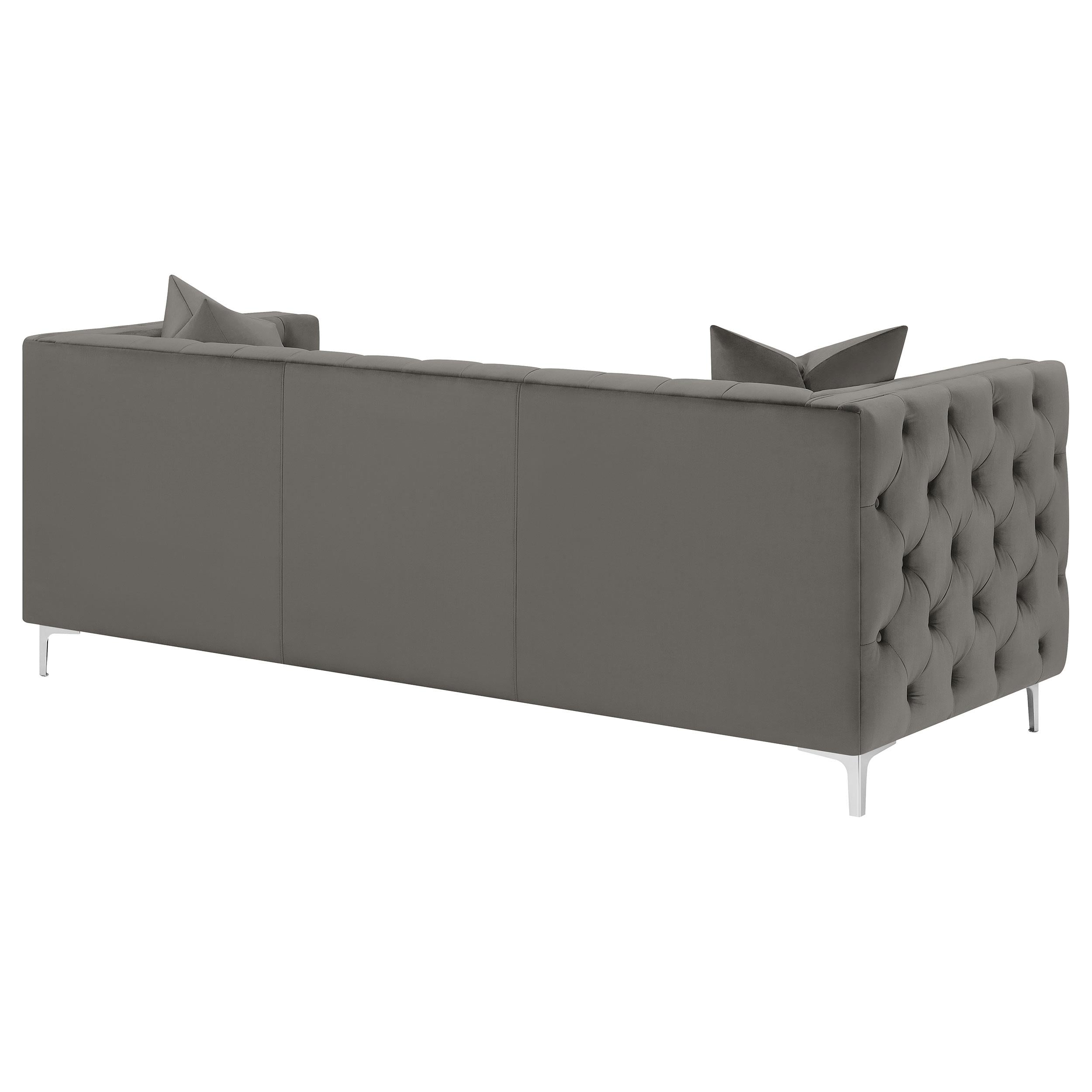 Phoebe Upholstered Tuxedo Arm Tufted Sofa Urban Bronze