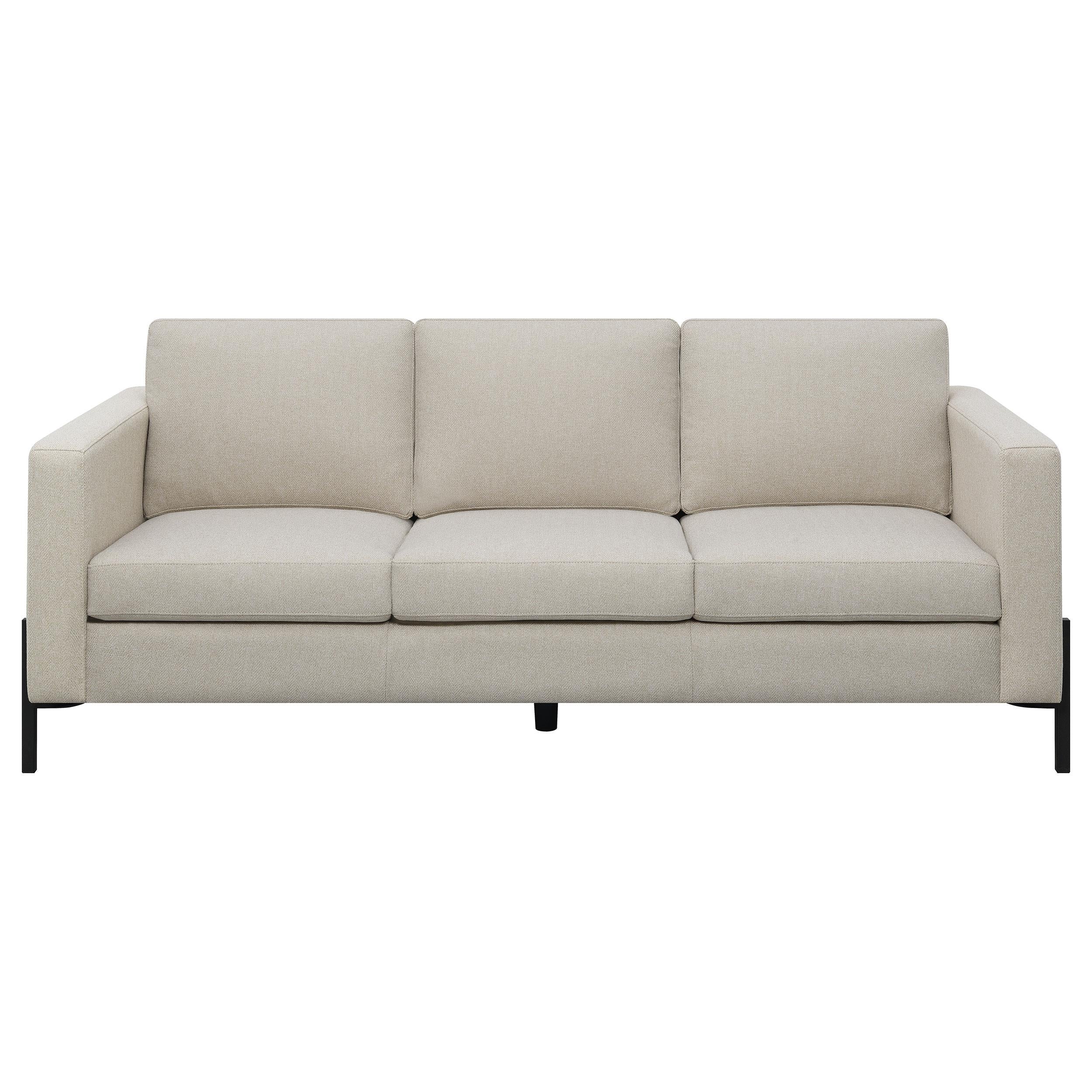 Tilly 2-piece Upholstered Track Arm Sofa Set Oatmeal