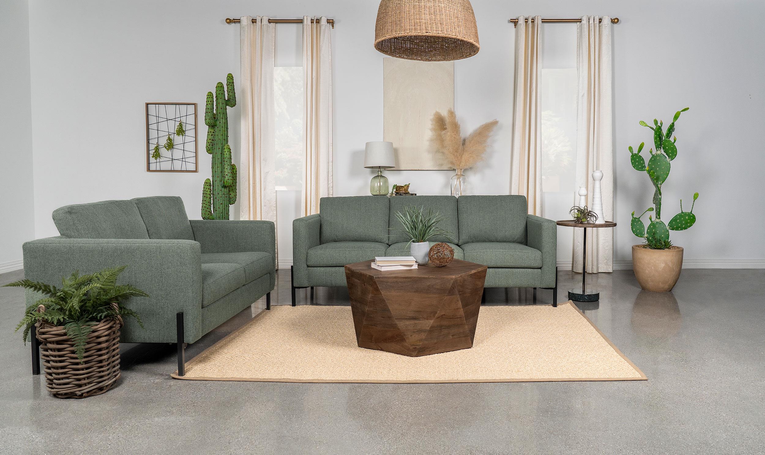Tilly 2-piece Upholstered Track Arm Sofa Set Sage