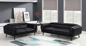 Conjunto de sofá tapizado Shania de 2 piezas con respaldo bajo, color negro