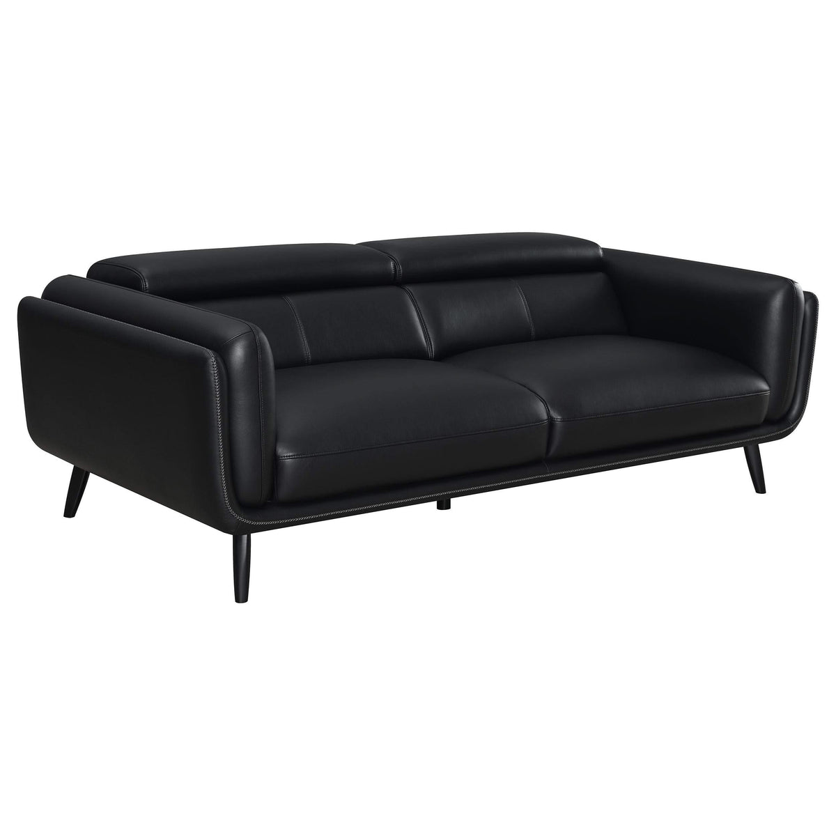 Conjunto de sofá tapizado Shania de 2 piezas con respaldo bajo, color negro