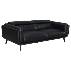 Conjunto de sofá tapizado Shania de 2 piezas con respaldo bajo, color negro
