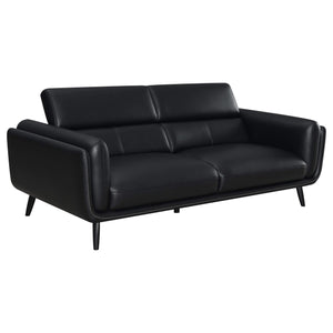 Conjunto de sofá tapizado Shania de 2 piezas con respaldo bajo, color negro