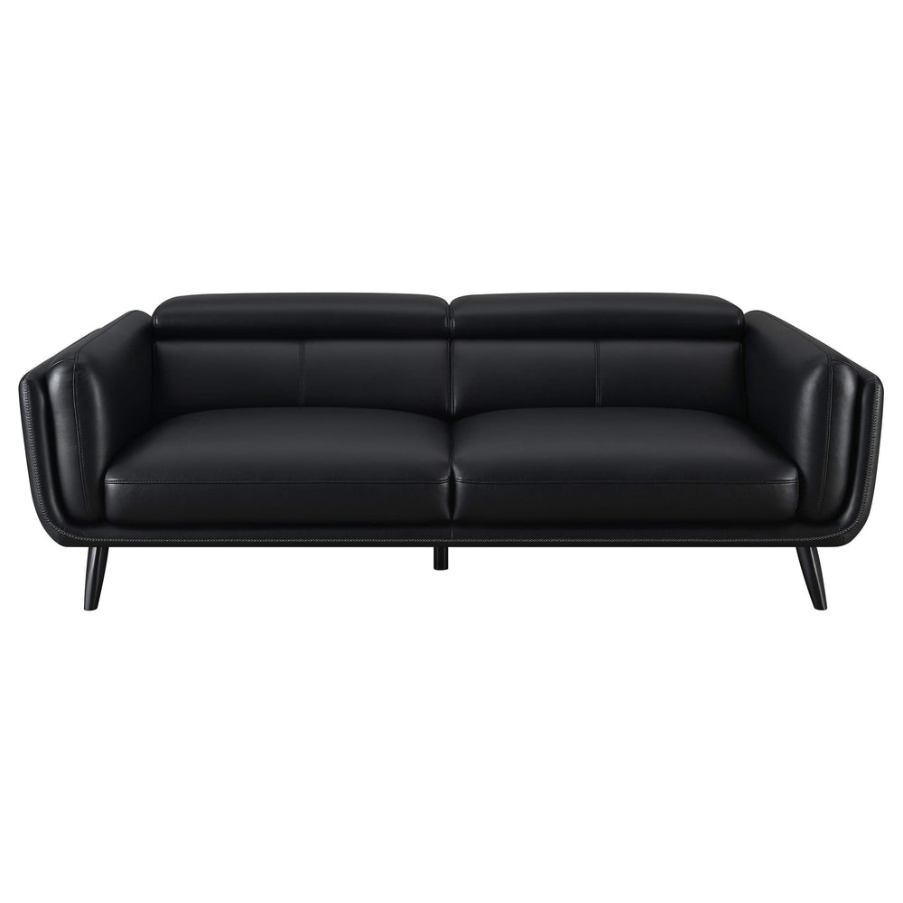 Conjunto de sofá tapizado Shania de 2 piezas con respaldo bajo, color negro