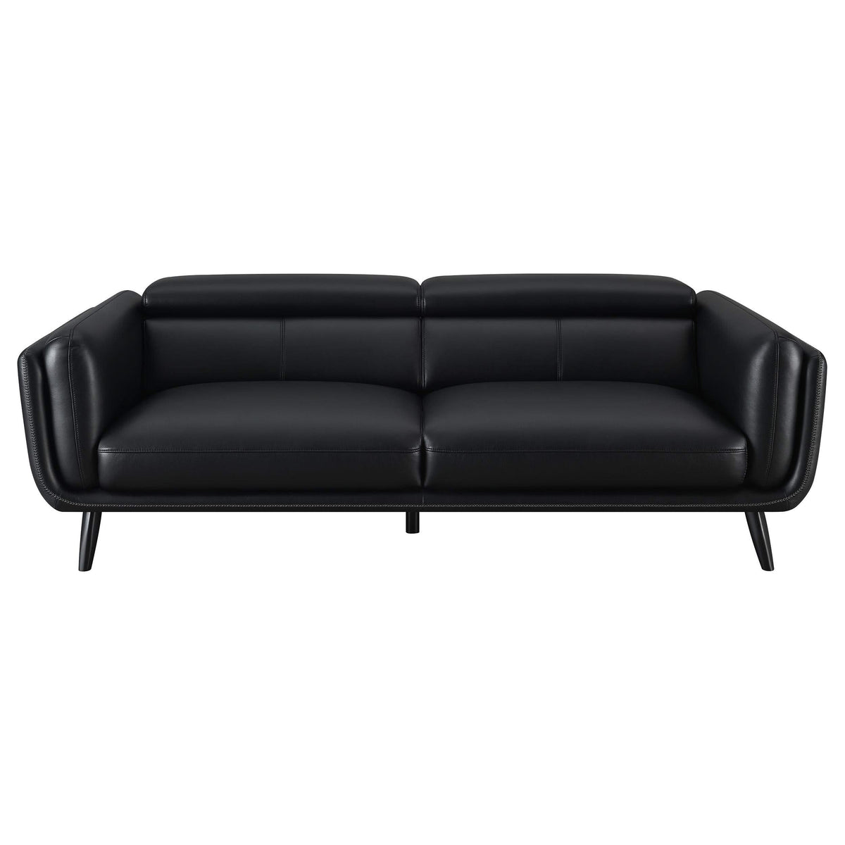 Conjunto de sofá tapizado Shania de 2 piezas con respaldo bajo, color negro
