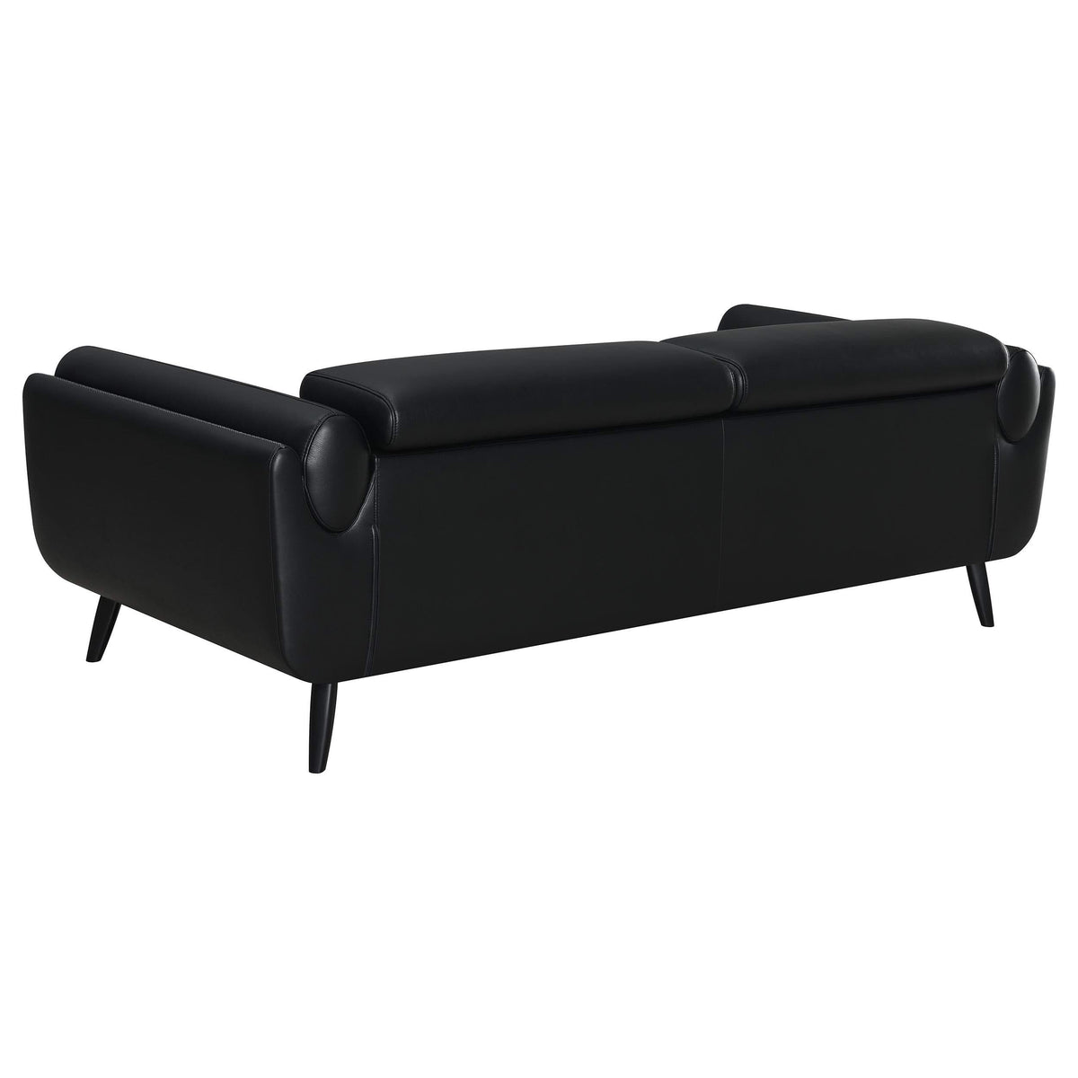 Conjunto de sofá tapizado Shania de 2 piezas con respaldo bajo, color negro